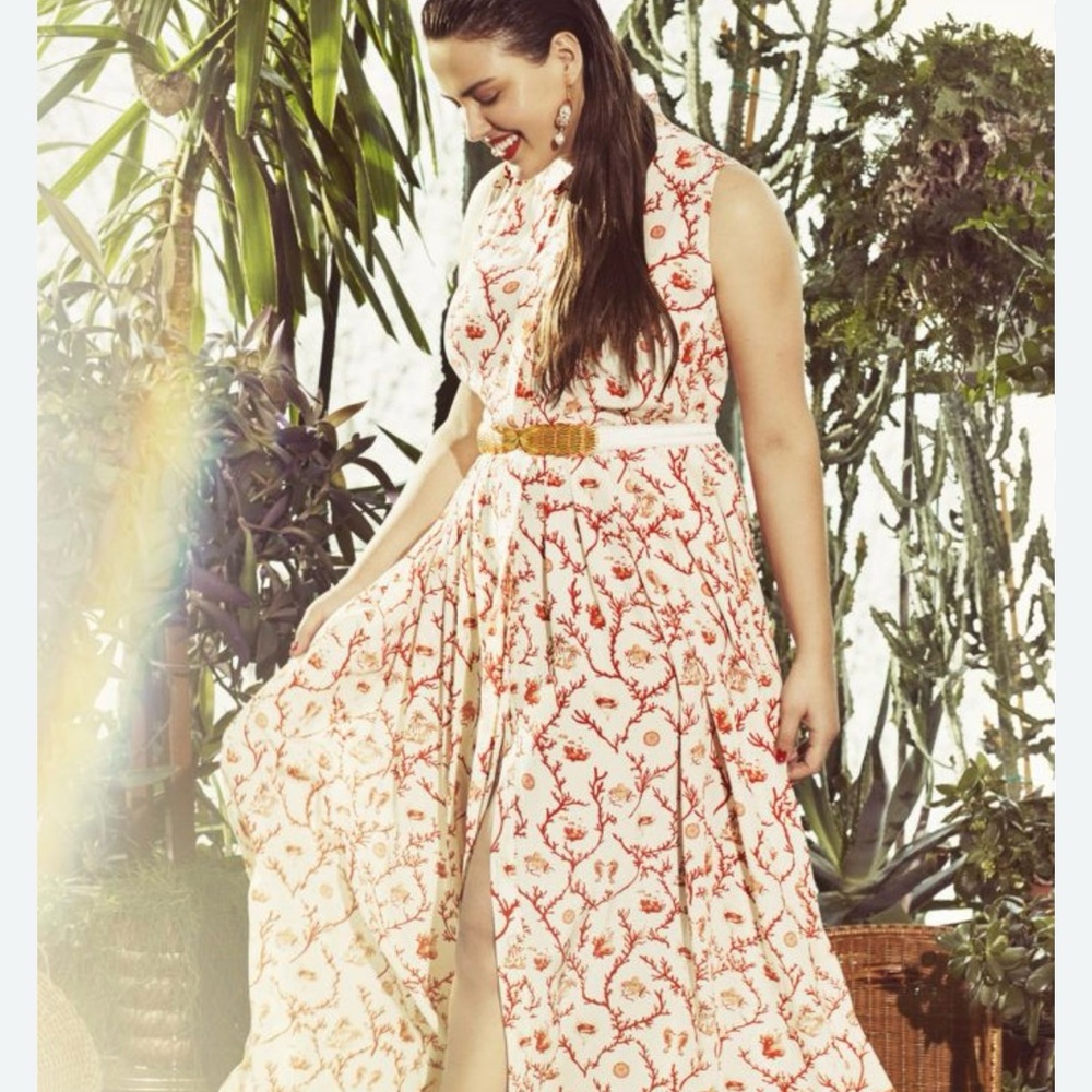 Eloquii 18 Button front  Beach Print Maxi Dress - Picture 3 of 9